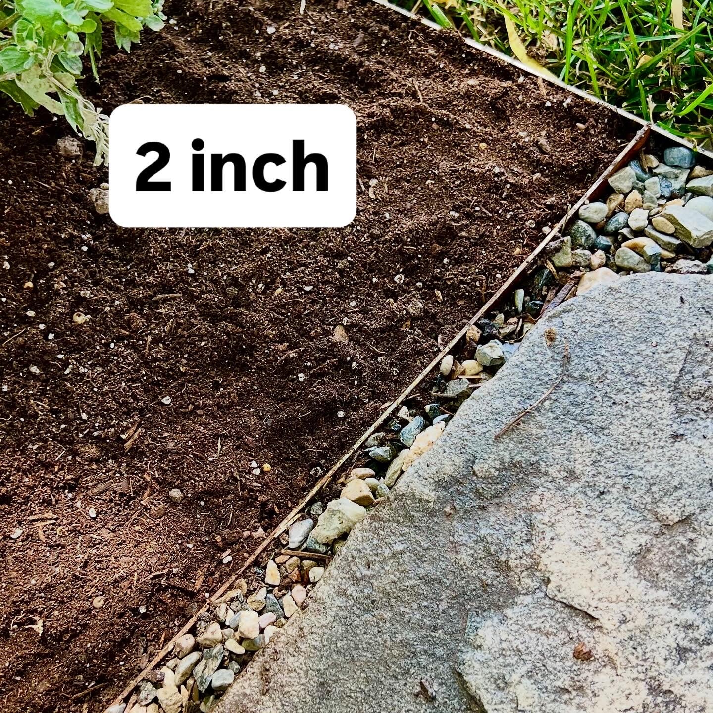 Subtle edge - 2 inch metal edging close up